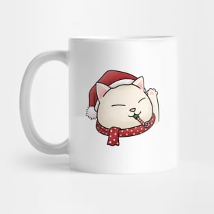 Meowy Christmas Cute Cat wearing Santa hat Mug